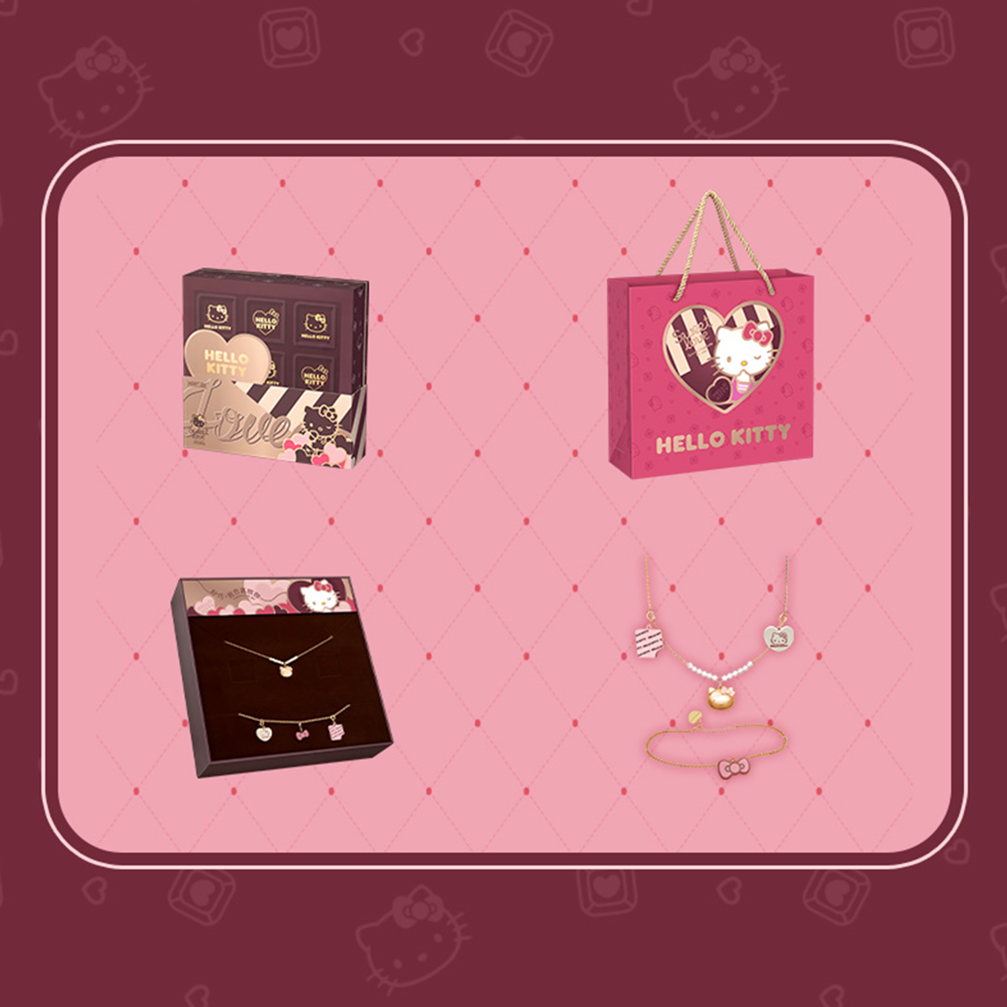 MarTUBE Set de regalo de joyería de chocolate Hello Kitty