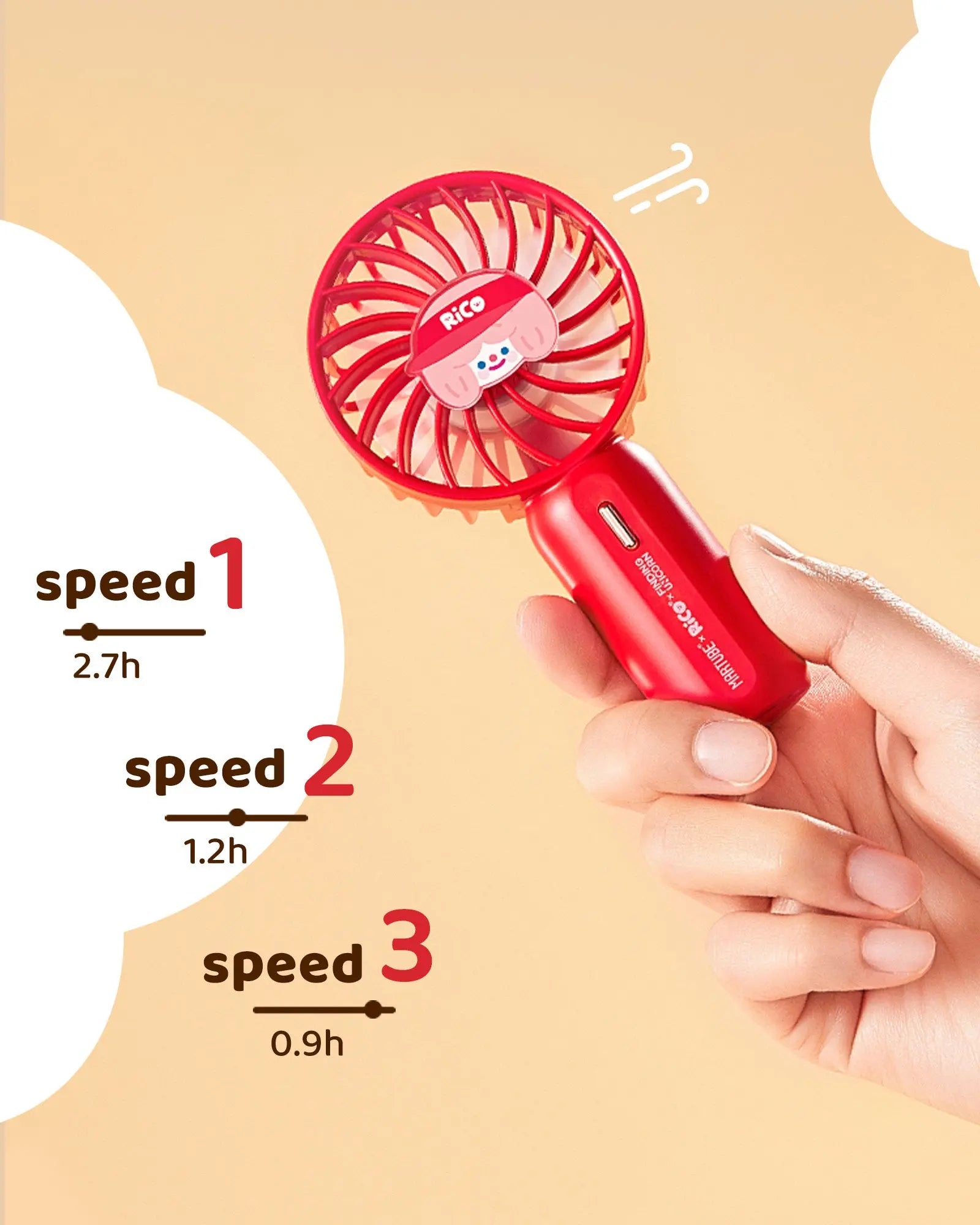 Mini Handheld Fan，Powerful Portable Fan with 3 Speeds Martube