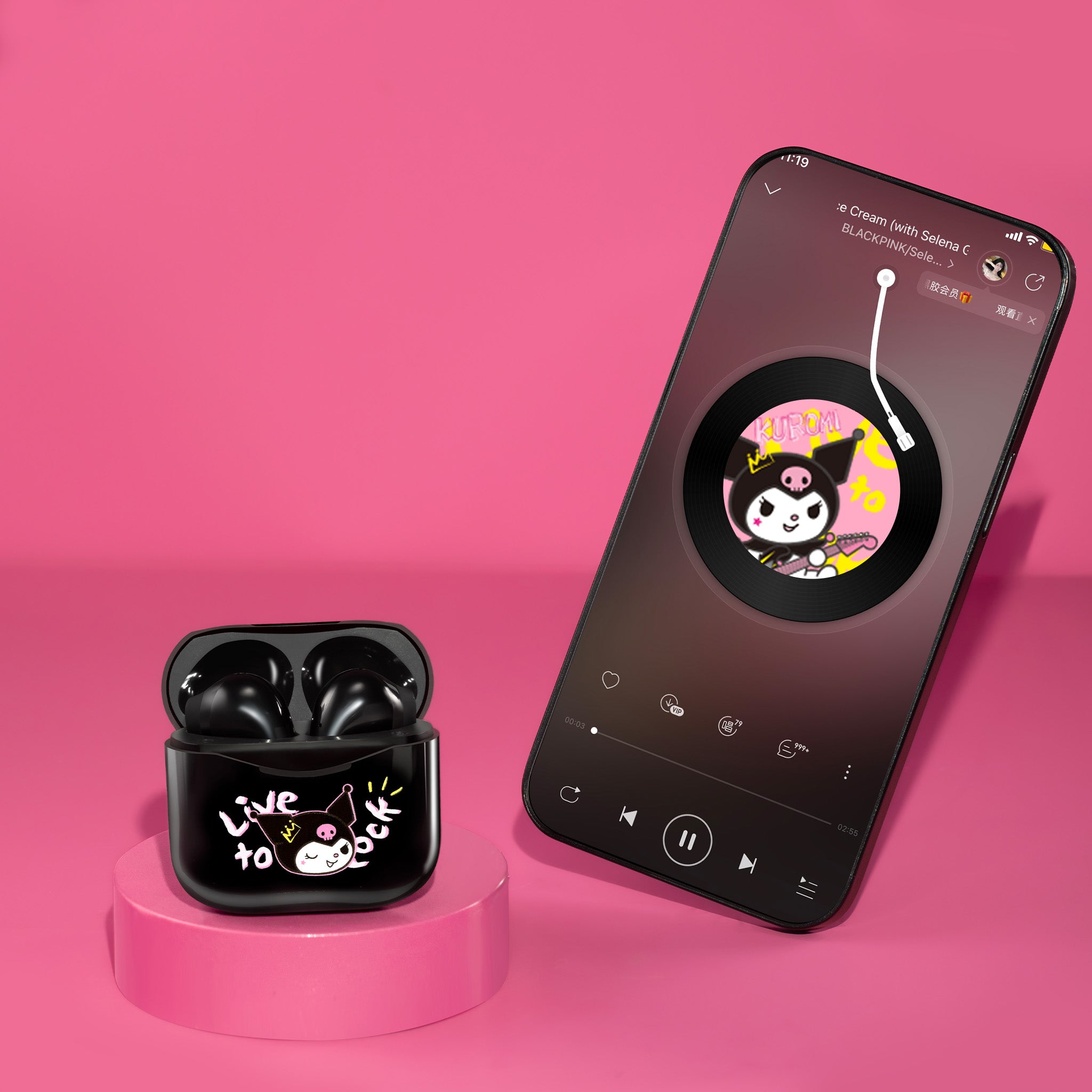 MarTUBE Kuromi Sweetheart Headphones for Android and ios