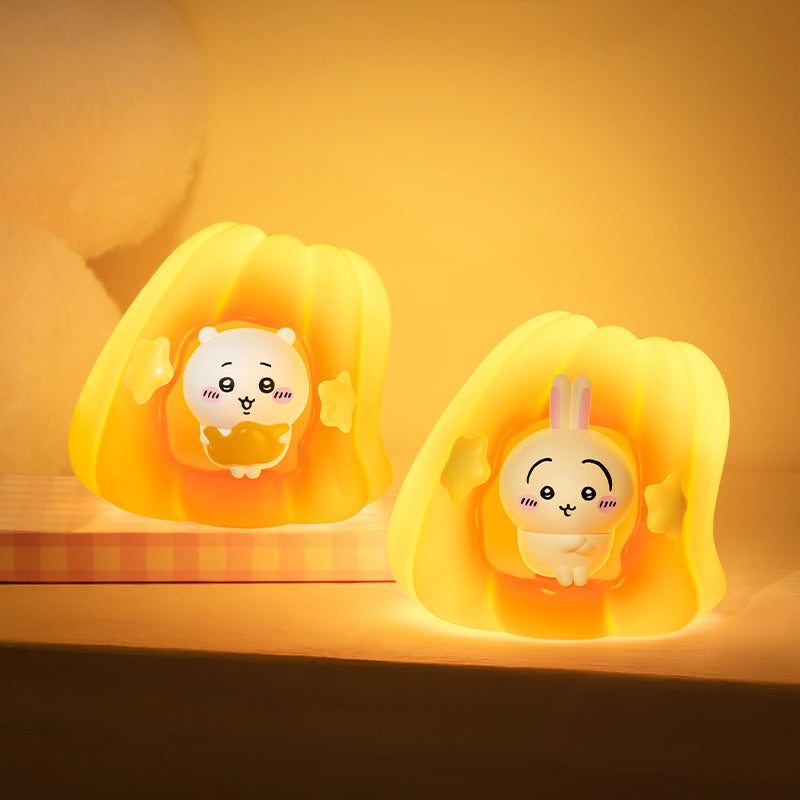 Two glowing cute anime night lights featuring Chiikawa and Usagi