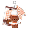 Orange Boris Bear Plush Keychain with Plaid Scarf