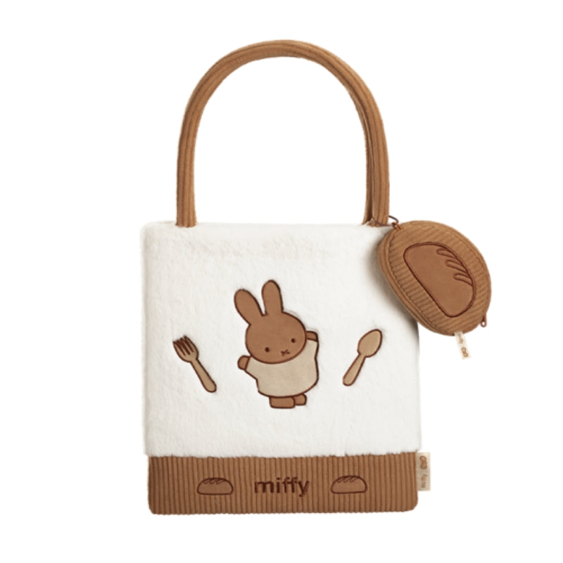 Miffy Plush Tote Bag with Corduroy Base and Matching Earphone Purse