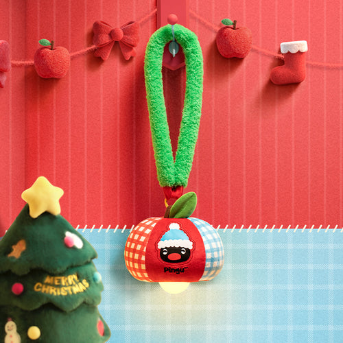 Pingu Apple Plush Christmas Light – Soft Decorative Hanging Lamp with 3 Light Modes, Cozy Holiday Ambience & Cute Apple Design – Perfect for Christmas Night Décor - MarTUBE®︎