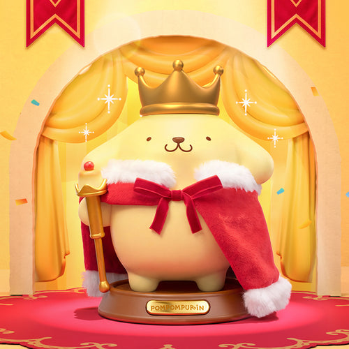 Pompompurin Kingdom Bluetooth Speaker Figure with Royal Crown and Red Velvet Cape