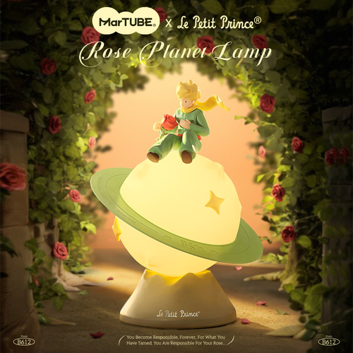 The Little Prince (Le Petit Prince) Rose Planet Lamp - 2 Adjustable Brightness Levels, Touch Control, Breathing Light Mode with Smart Timer & Sleep Companion, 360° Rotating B612 Planet, 3 Lighting Modes - MarTUBE®