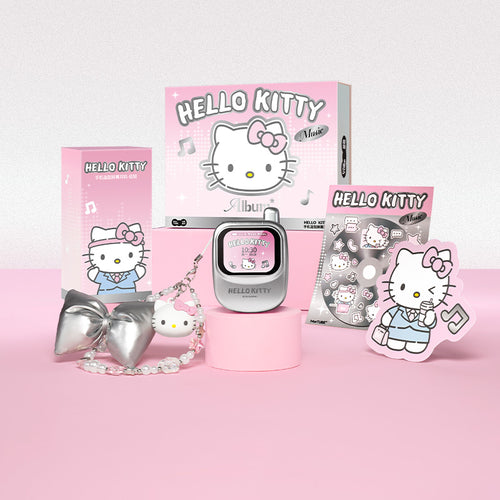 Hello Kitty Phone-Shaped Wireless Earbuds Silver Gift Box Edition with charm lanyard