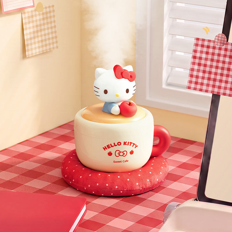 Hello Kitty Desktop Humidifier coffee mug design with red polka dot cushion base