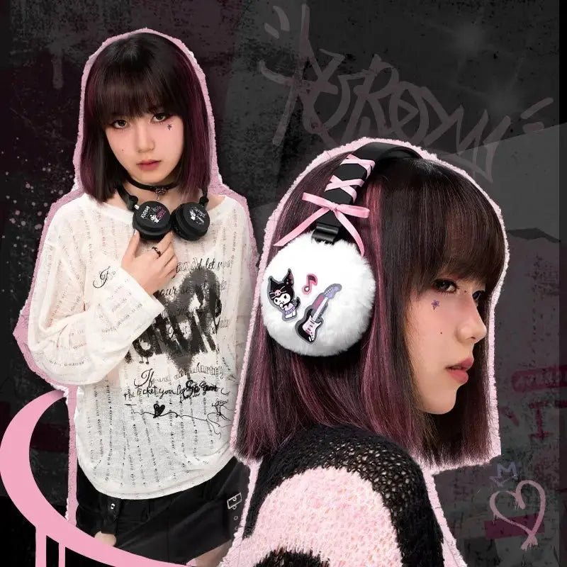 Kuromi After School Rock - Over - Ear Headphones - Martube Kuromi headphones - MarTUBE