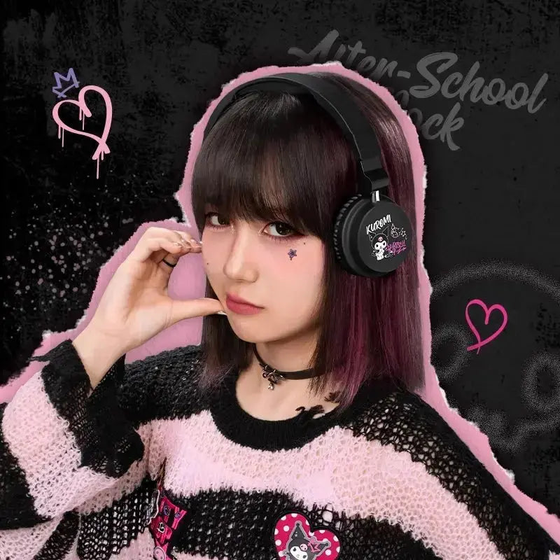 Kuromi After School Rock - Over-Ear Headphones-Martube Kuromi headphones