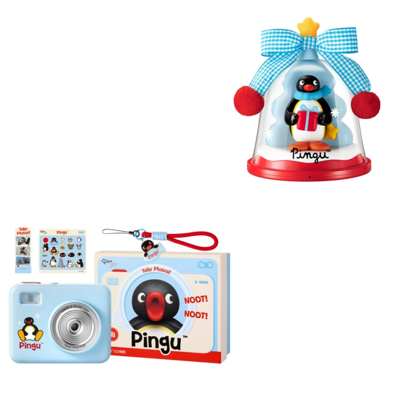 Pingu CCD Digital Camera paired with cute ambient night light globe