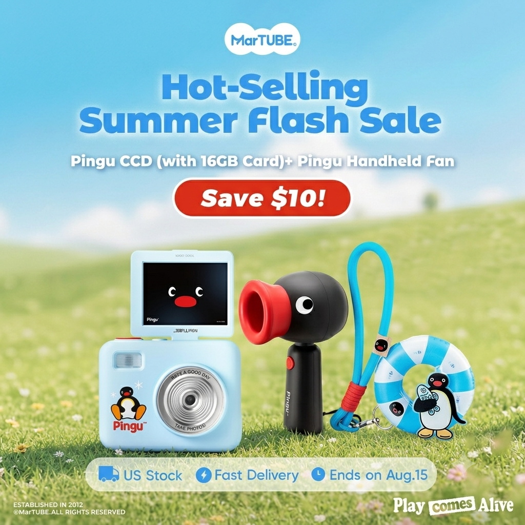Pingu Digital Camera and portable handheld fan summer bundle set