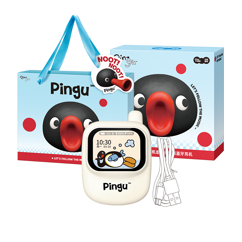 Pingu Phone-Shaped Screen Wireless Earbuds - Gift edition packaging bag and box accessories