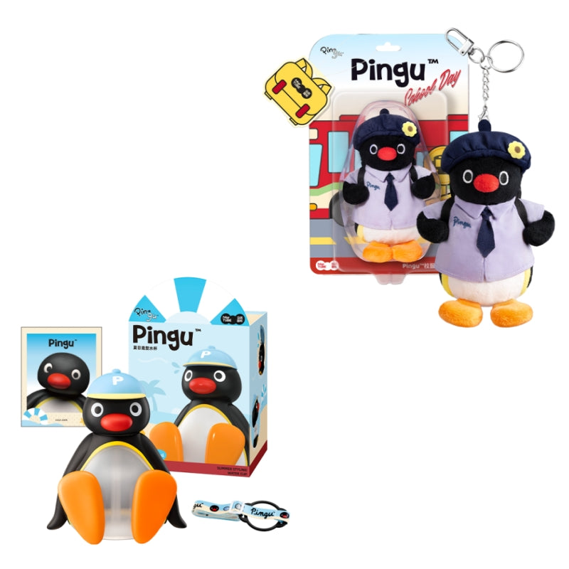 Pingu Water Bottle with Matching Plush Keychain Variant